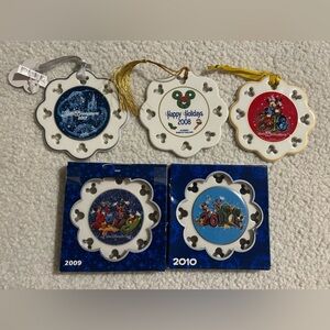 Disney Parks Holiday Ornaments Bundle (2008–2017) – 5pcs